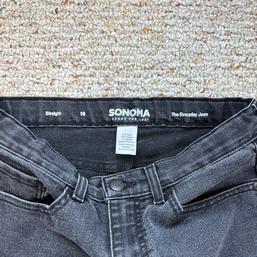 Sonoma Black Jeans Straight-Leg Everyday - Picture 2 of 2